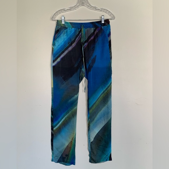 Johnny Was Pants - Johnny Was Biya | Silk Abstract Watercolor Drawstring Pant Small